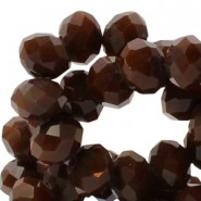 Faceted glass beads 8x6 mm rondelle Deep brown opaque 